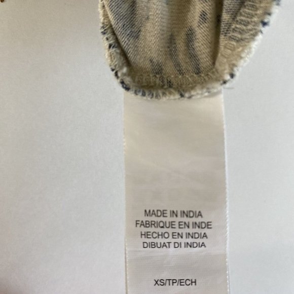 Lucky Brand Top Blue Floral Boho Beaded Embroidered V-Neck 3/4‎ Sleeve Blouse XS - Picture 9 of 10